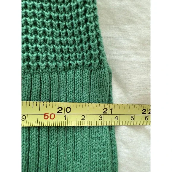 J. Jill Green Waffle Knit Collared Button Up Classic Cardigan Women's Size Med. - Picture 14 of 16